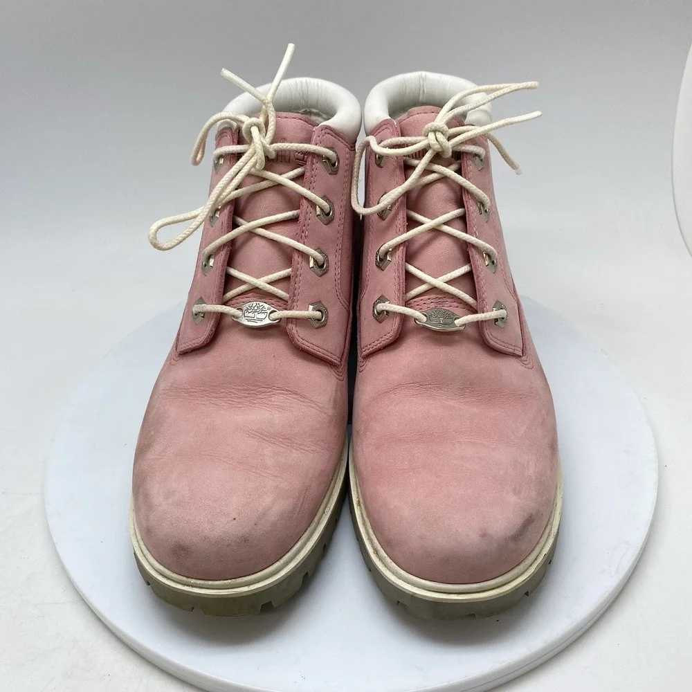 Timberland Nellie Chukka Boots Womens 7.5 M Nubuck‎ Waterproof Pink Shoes 10460